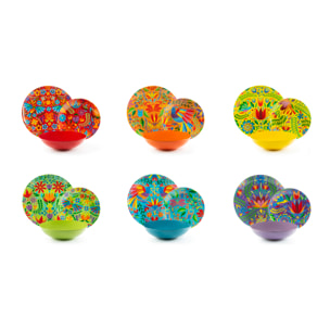 Servizio piatti 18 pezzi Excelsa – Mexican Flowers, Porcellana Multicolore