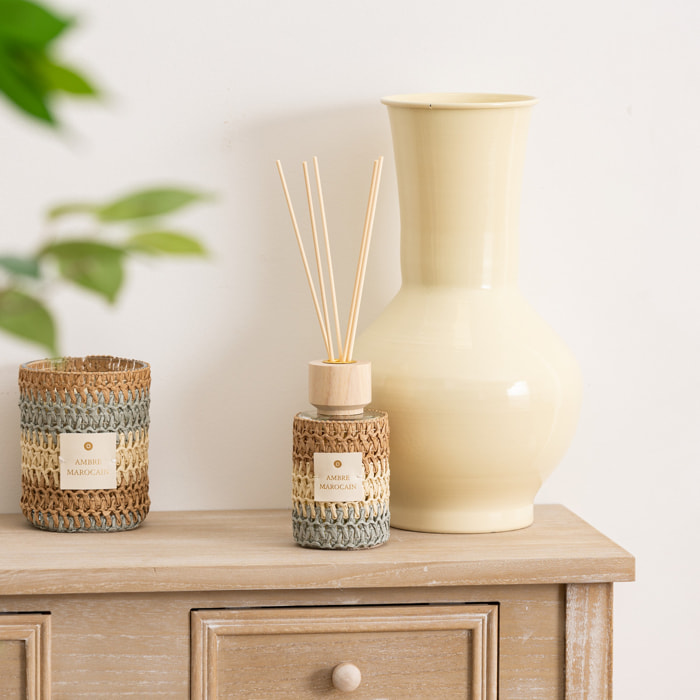 Diffuseur de parfum Zaya 220ml verre et fibres naturelles ambre