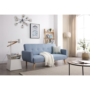 Canapé scandinave convertible 3 places Bleu OLIVER