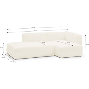 Canapé d'angle à droite modulable 3/4 places en tissu bouclette - MODULO