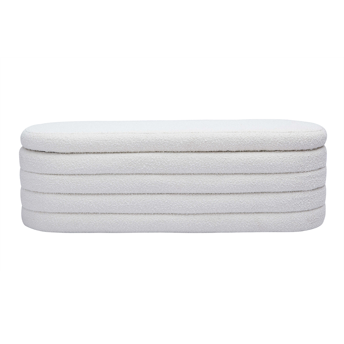 Banc coffre en tissu effet laine bouclée blanc L125 cm NAVY