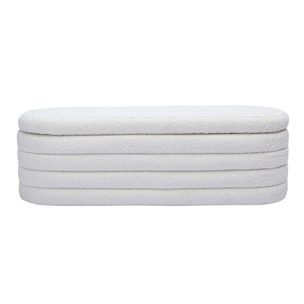Banc coffre en tissu effet laine bouclée blanc L125 cm NAVY