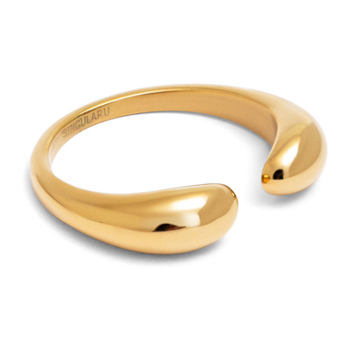 Anillo Doble Gota Acero Baño Oro