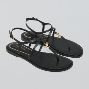 Sandali neri con fascette Bianca con particolare metallico