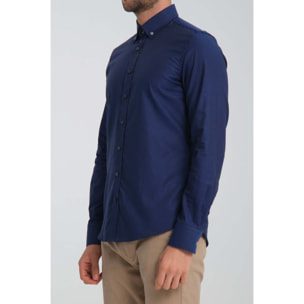 Camicia Uomo Botton Down Slim Oxford unito Blu
