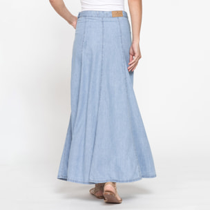 GONNA LUNGA MODELLO A PANNELLI IN DENIM LEGGERO 7oz