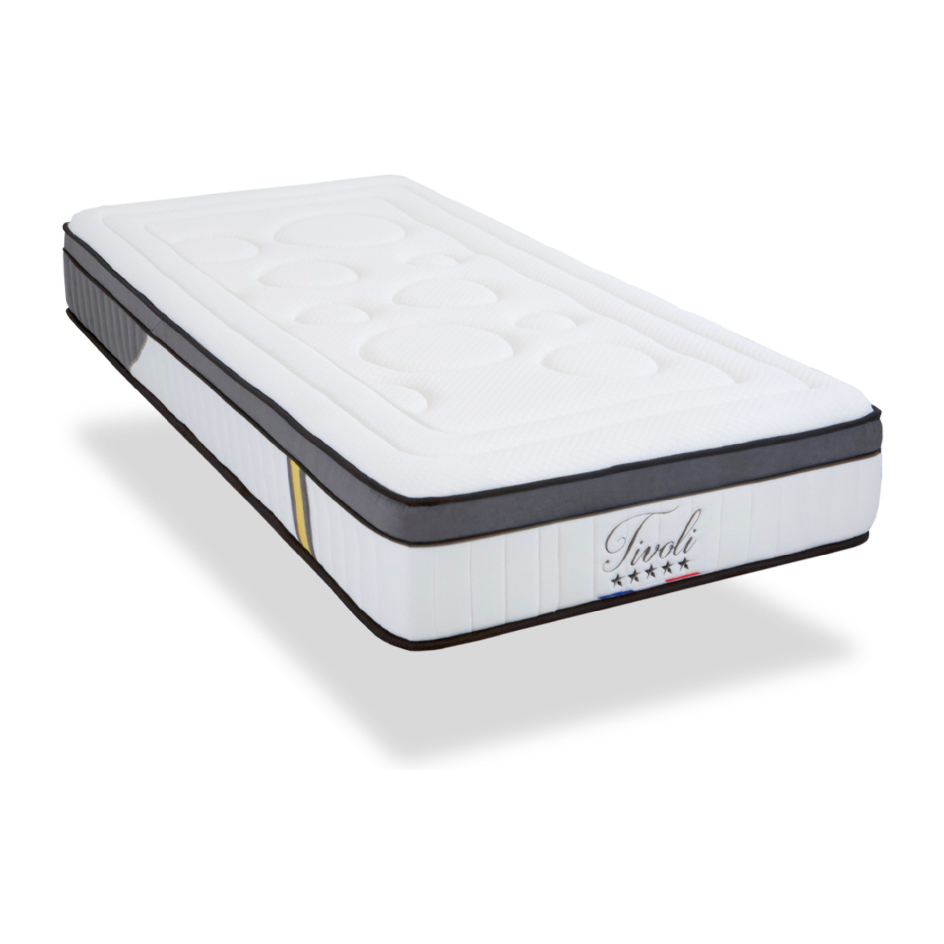 Ensemble Matelas Tivoli & Sommier KIT15, 25 cm, Mémoire de Forme et Mousse Supersoft, technologie Tri-Lattes, Soutien Ferme