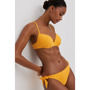Slip bikini annodato in micropiqué blu