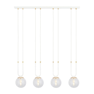 Lampada a sospensione GLAM in acciaio bianco e vetro
