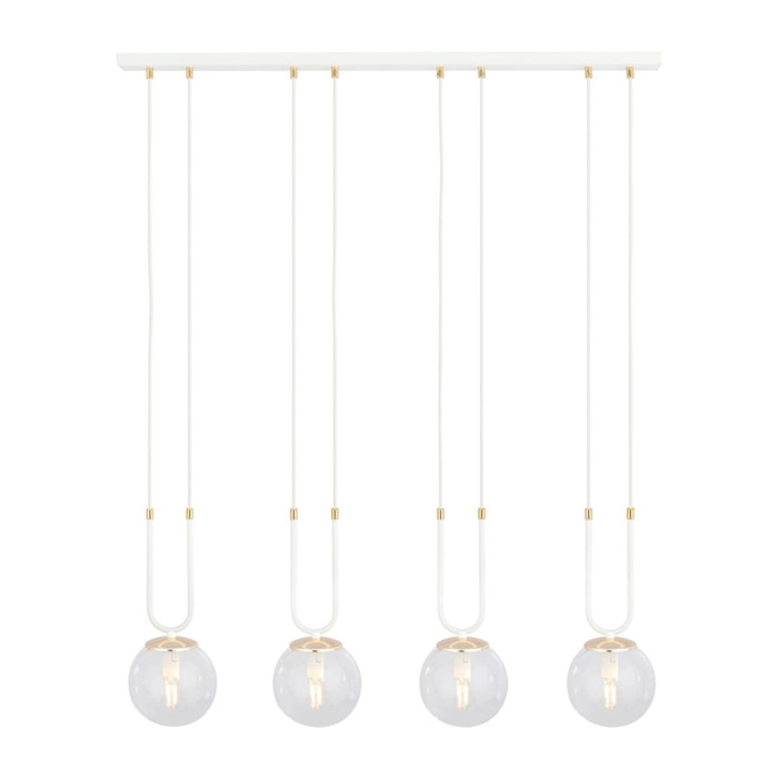 Lampada a sospensione GLAM in acciaio bianco e vetro