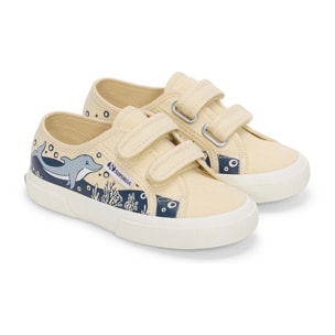 Le Superga Bambino/a Beige 3750 Kids Straps Dolphin Print Leggera