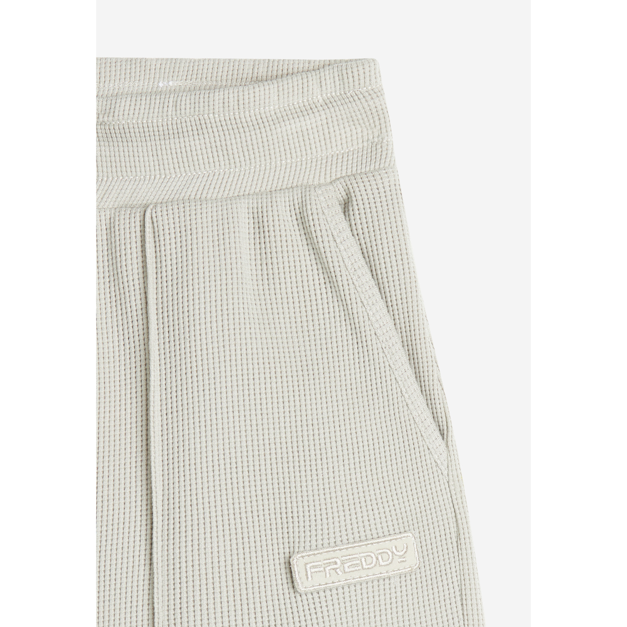 Pantaloni comfort fit da donna in tessuto jersey waffle