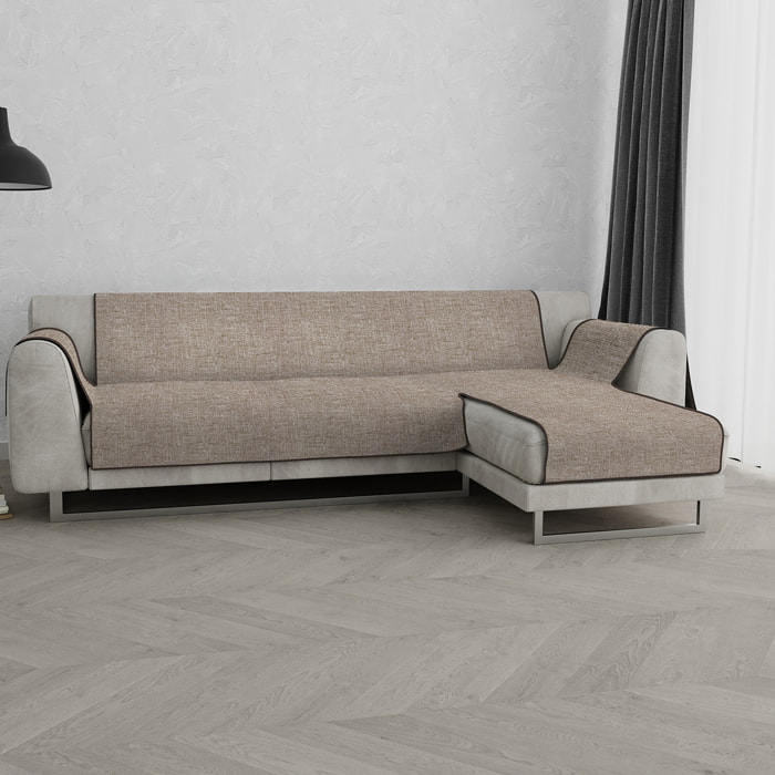 COPRIDIVANO PENISOLA DESTRA COMFORT, Antiscivolo, Cotone+Microfibra+Fibre Varie, Made in Italy - MARRONE