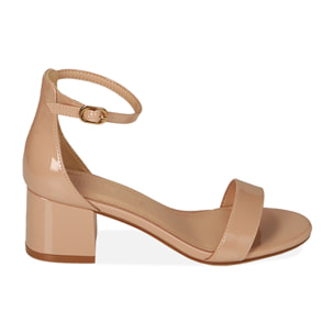 Sandalias de charol color nude, tacón de 5,5 cm