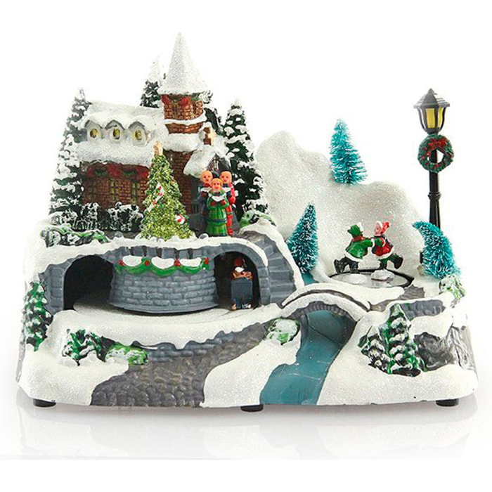 CASA DE LUCES DE PUEBLO CON BATERÍAS DECORACIÓN NAVIDEÑA