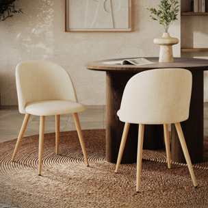 Lot de 2 chaises en tissu beige et pieds en métal - Cozy