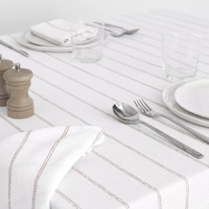 Nappe pur coton lavé motif jacquard blanc orange Rimini terracotta