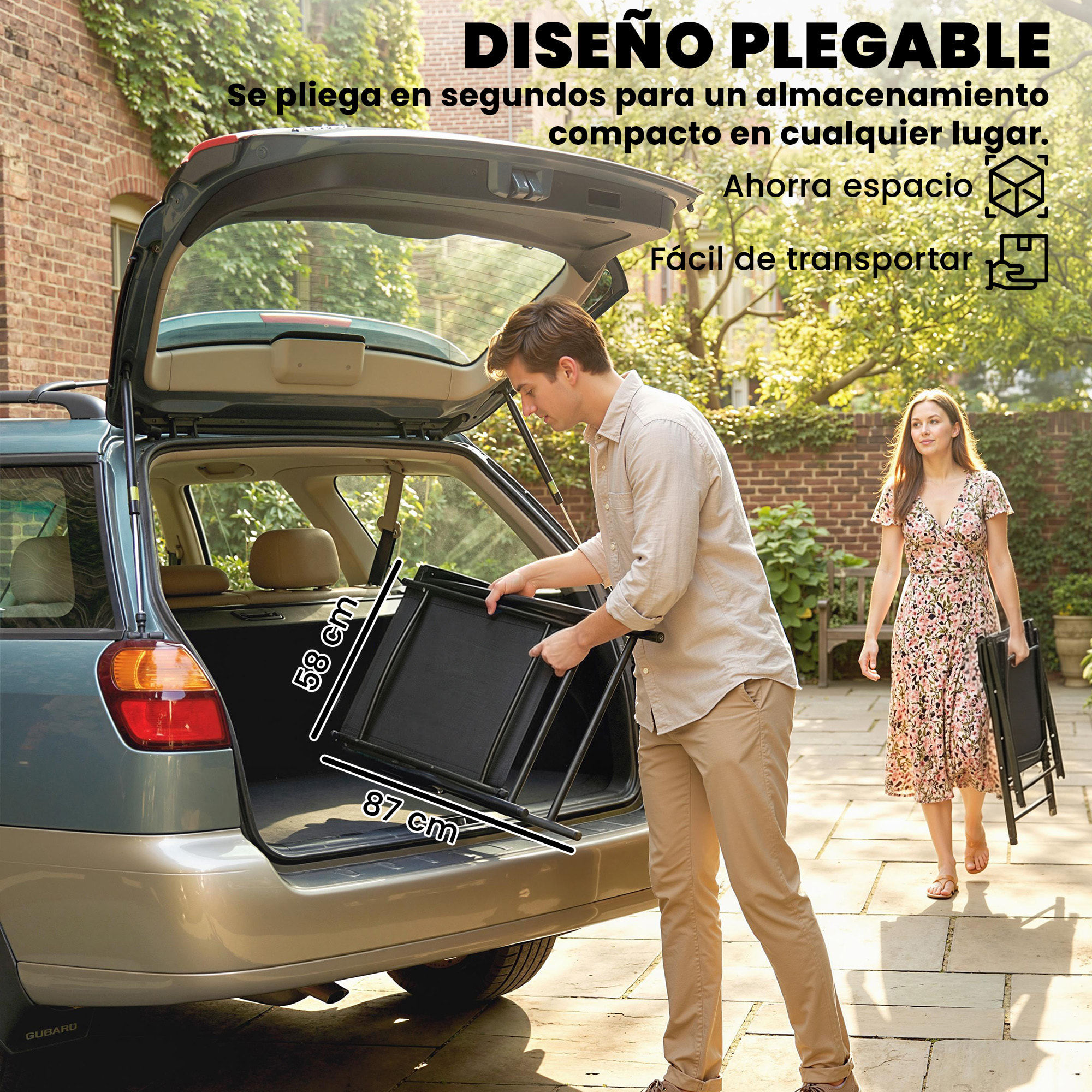 Pack de 4 Sillas de Camping Plegables, Sillas de Jardín Exterior con Respaldo Alto y Reposabrazos, Tela Textilene Transpirable y Marco de Acero para Terraza, Playa, 58x62x97 cm, Negro