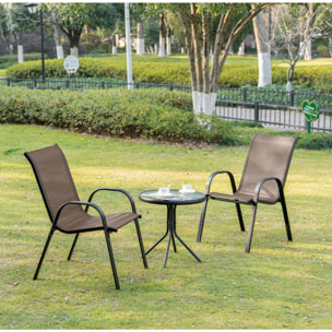 Set di 4 Sedie Sofia da Giardino in Metallo e Textilene Marrone