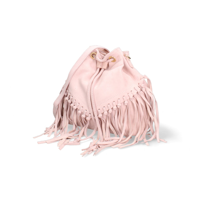 Borsa a secchiello da donna Made in Italy - Modello Umbria Plus - Pelle scamosciata - 25.0 x 22.0 x 13.0 cm