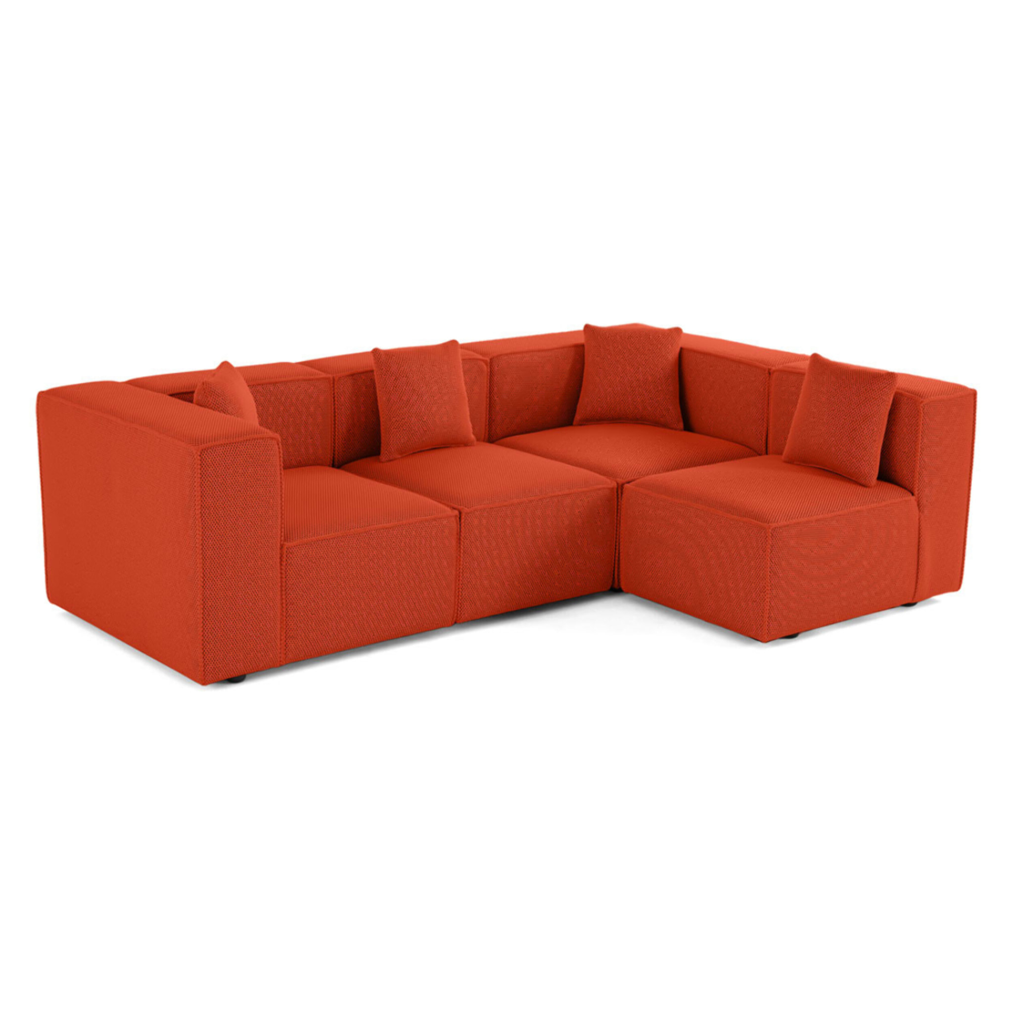 Arty - canapé modulable d'angle droit 5 places - en tissu mailles 3D - Orange