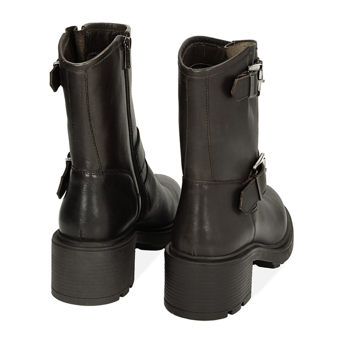 Botines de cuero negro para los moteros