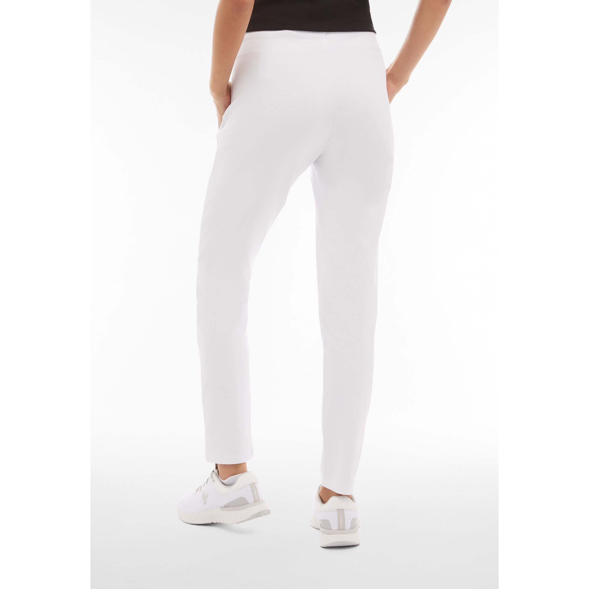 Pantaloni donna in heavy jersey stretch fondo dritto