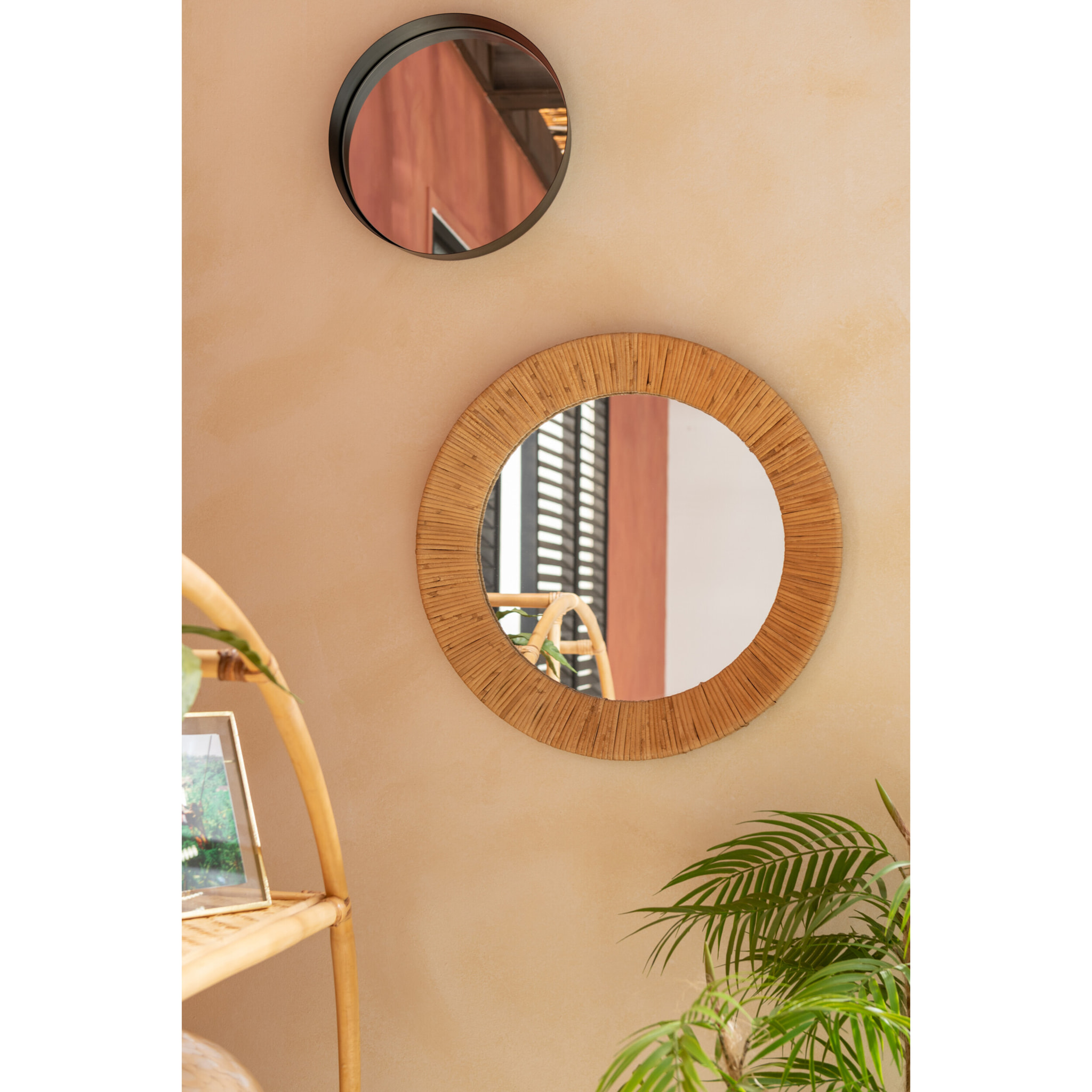 J-Line miroir Rond Bord - métal - noir - small - Ø 30 cm