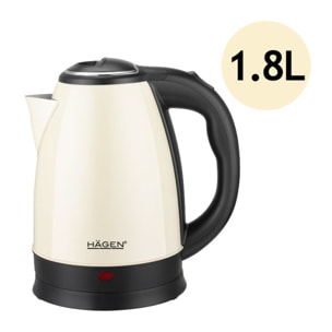 Bouilloire électrique 1.8L inox sans fil Crème Hagen HA5525-CRM