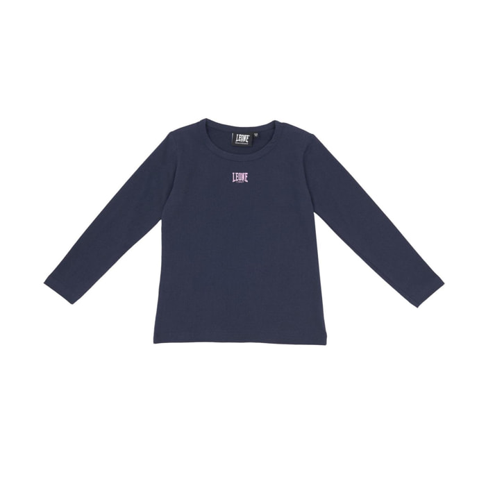 T-shirt da bambina maniche lunghe con logo piccolo Basic