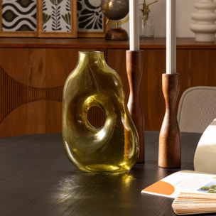 Vase donut "Kaki" vert H25cm