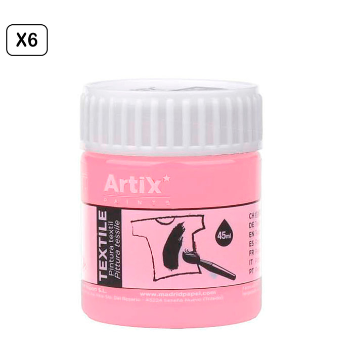 Pack 6 Uds. PITTURA TEXTILE ROSA CHIARO 45 ml
