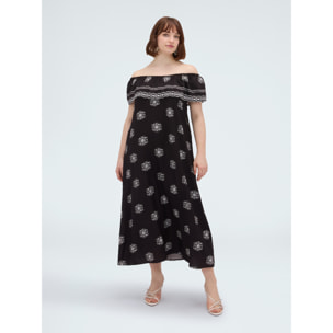 Fiorella Rubino - Vestito Chill off-shoulder in viscosa - Nero