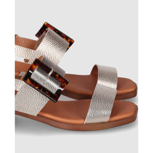 Sandalias de Piel - Oro - Tacón: 4 cm