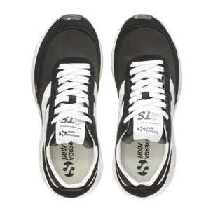 Superga Sneakers LOW CUT UOMO DONNA 4089 TRAINING 9TS SLIM VEGAN FAUX LEATHER BLACK-WHITE AVORIO