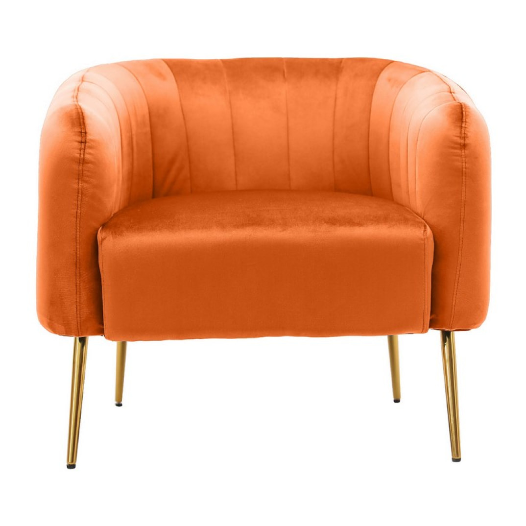 Poltrona in velluto a costine arancio