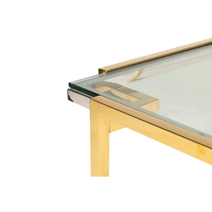 Mesa Centro Acero Inoxidable Cristal 90x90x45 Cm