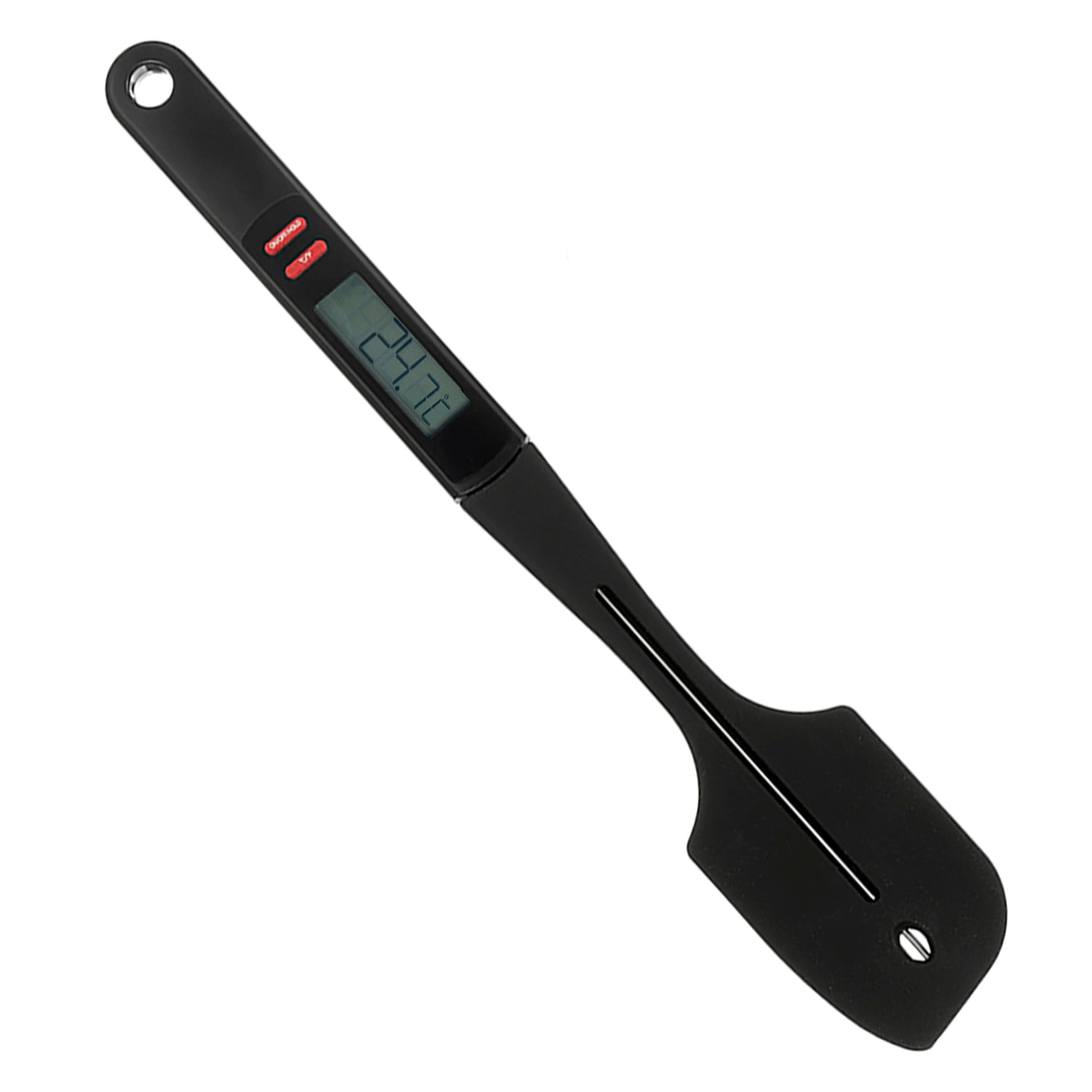 Spatola in silicone digitale con sonda per misurare la temperatura. Intervallo da −30 °C a 200 °C e precisione di 0,1 °C.