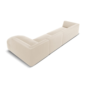 Canapé d'angle droit "Charles" 5 places en velours beige