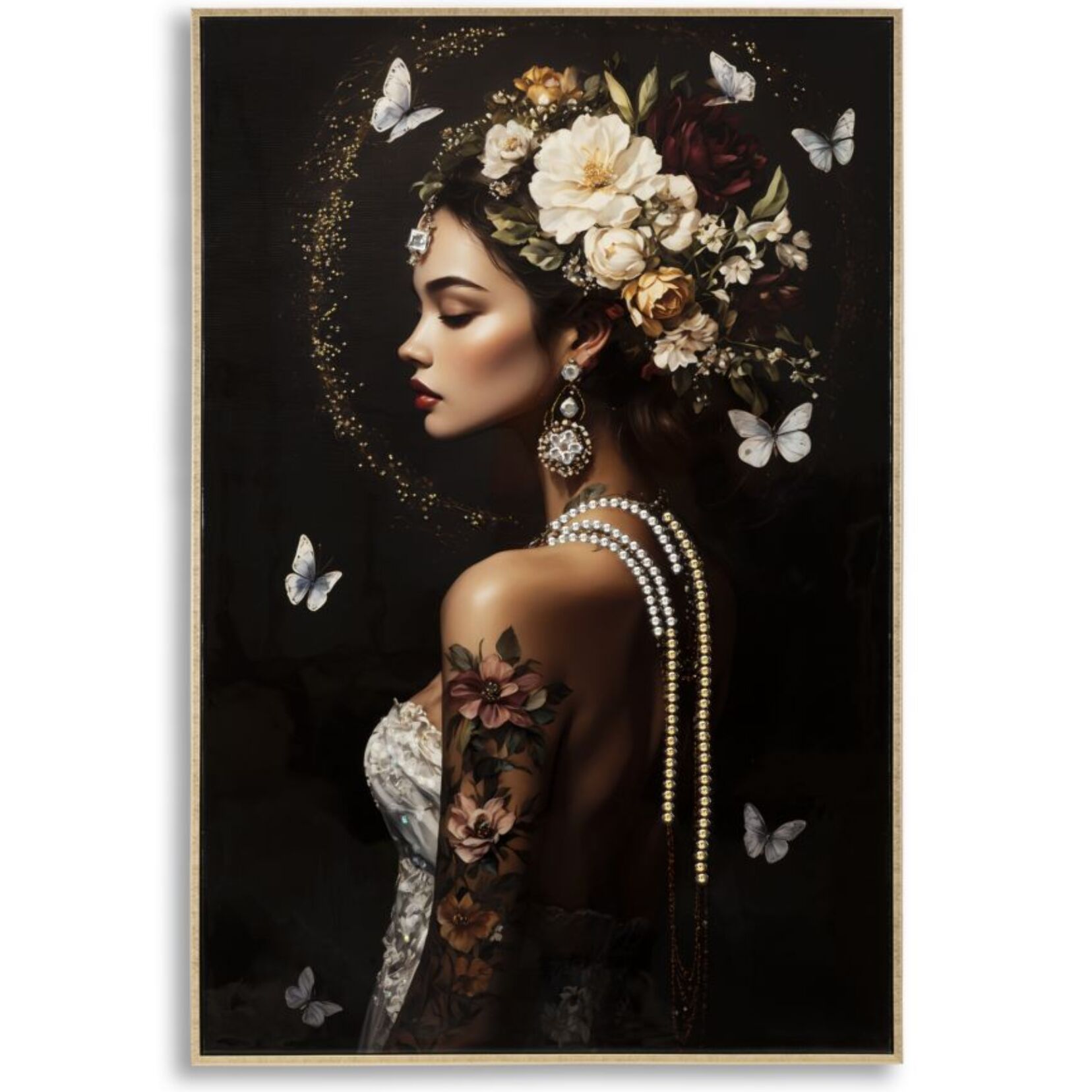 STAMPA DIPINTA SU TELA LACCATA PERSIAN C/CORNICE -B- CM 62X3,5X92