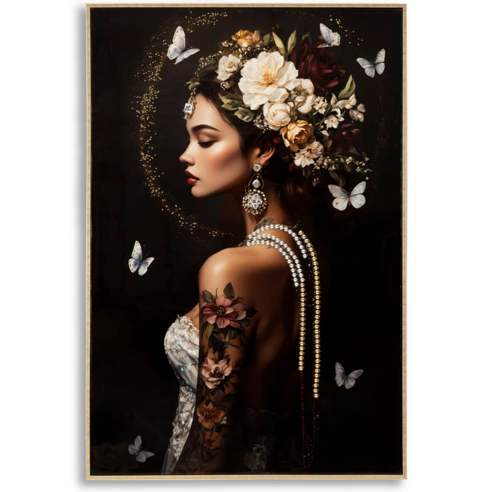 STAMPA DIPINTA SU TELA LACCATA PERSIAN C/CORNICE -B- CM 62X3,5X92