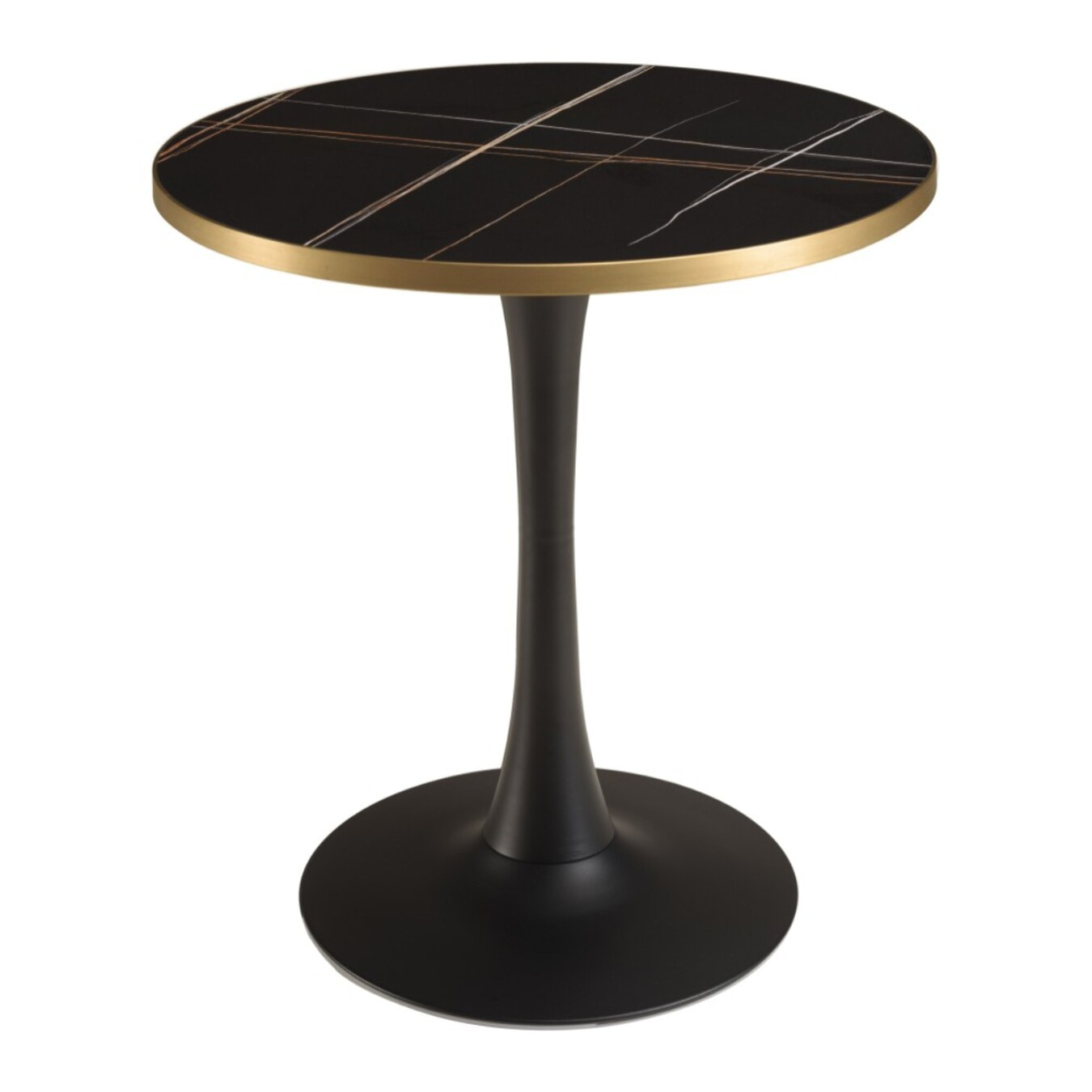ICARE - Ensemble n°3: table bistrot D70cm en céramique marbré noir