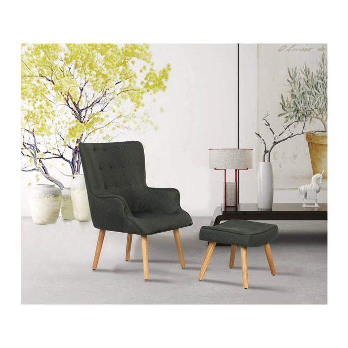 Fauteuil style scandinave tissu "Odense" - 1 place - Gris foncé