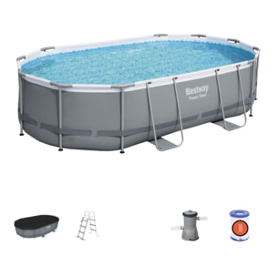 Bestway Piscine hors sol tubulaire ovale Bestway Power Steel 488 x 305 x 107 cm gris