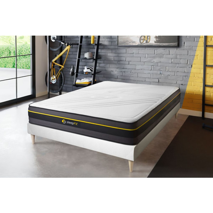 Ensemble Matelas Sommier 90x190 cm - Sommier Blanc (déjà monté) - Active