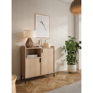 Aparador entrada Dover melamina nogal claro 88x90x33 cm