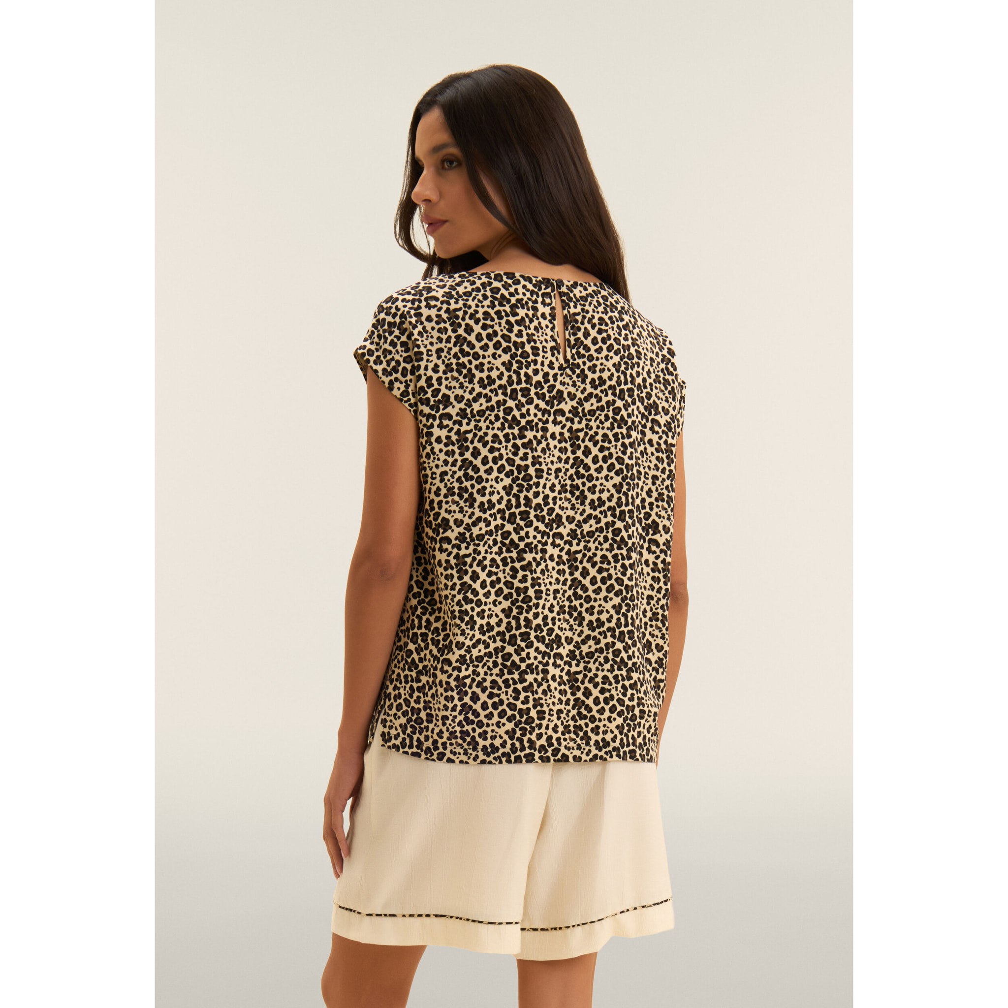 T-shirt Manica Corta in Viscosa fantasia Animalier