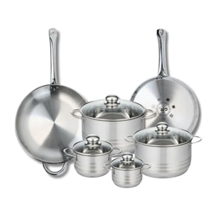 Ensemble de 2 Poêles de cuisson 28 et 32 cm et 4 faitouts 12, 14, 20 et 24 cm Elo Profi Brillant