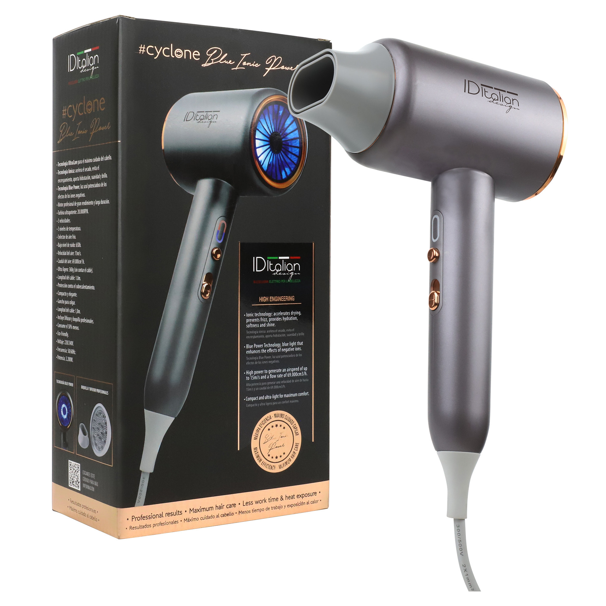 Sèche-cheveux Cyclone Blue Ionic Power
