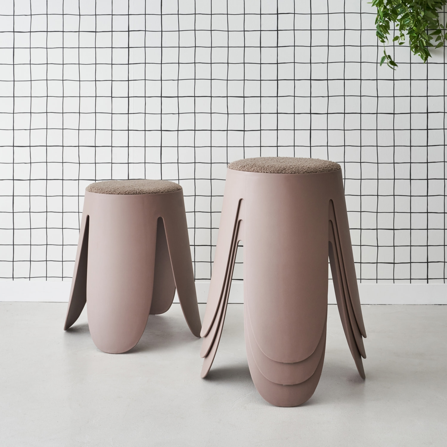 Tabouret empilable bouclette texturée (lot de 4) NIKI